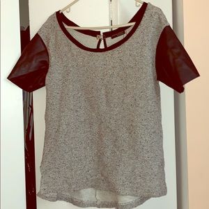 Zara sweater with faux leather sleeves